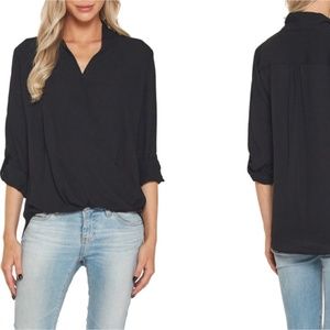 Pleione Surplice High-Low Blouse